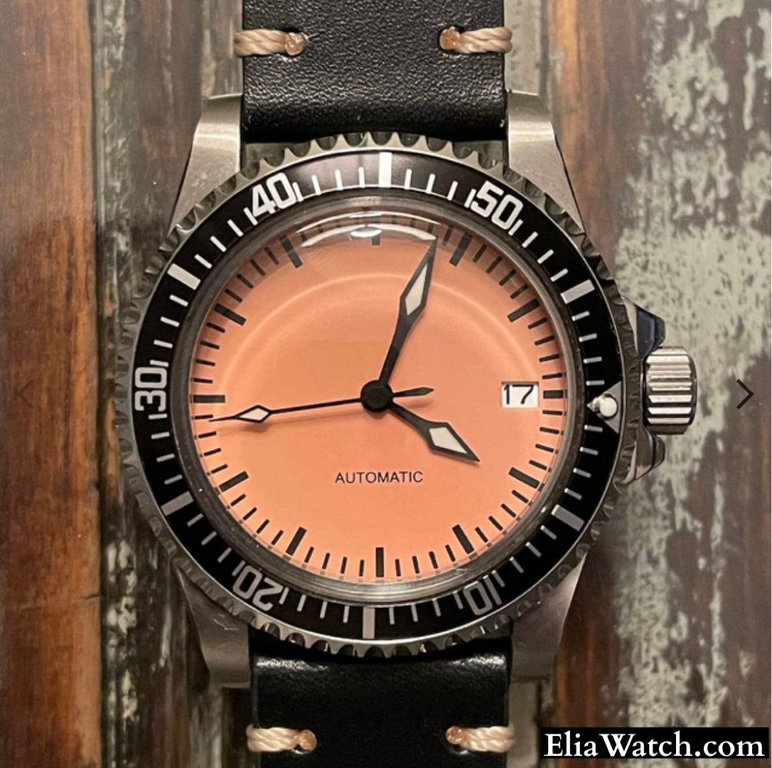 DUSTY PINK DIVER AUTOMACTIC MECHANICAL WRISTWATCH