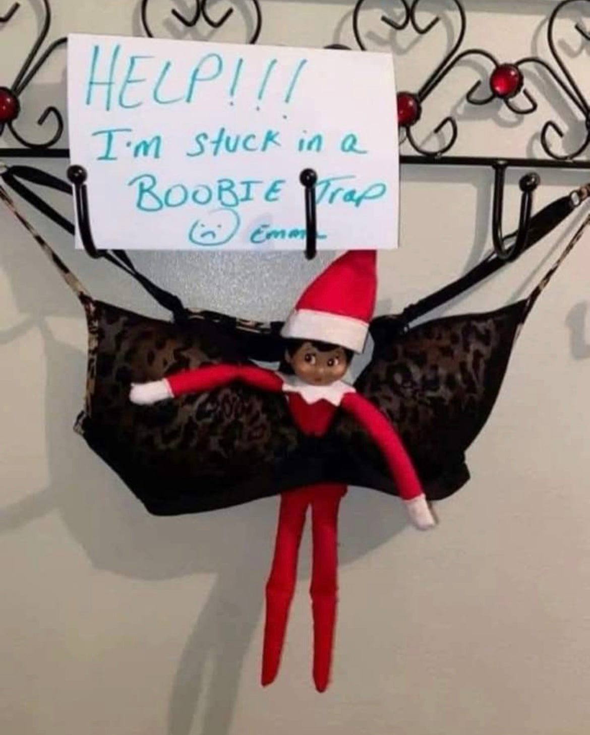 Elf on the shelf is stuck