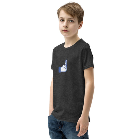 Middle Blue Finger - Youth Short Sleeve T-Shirt